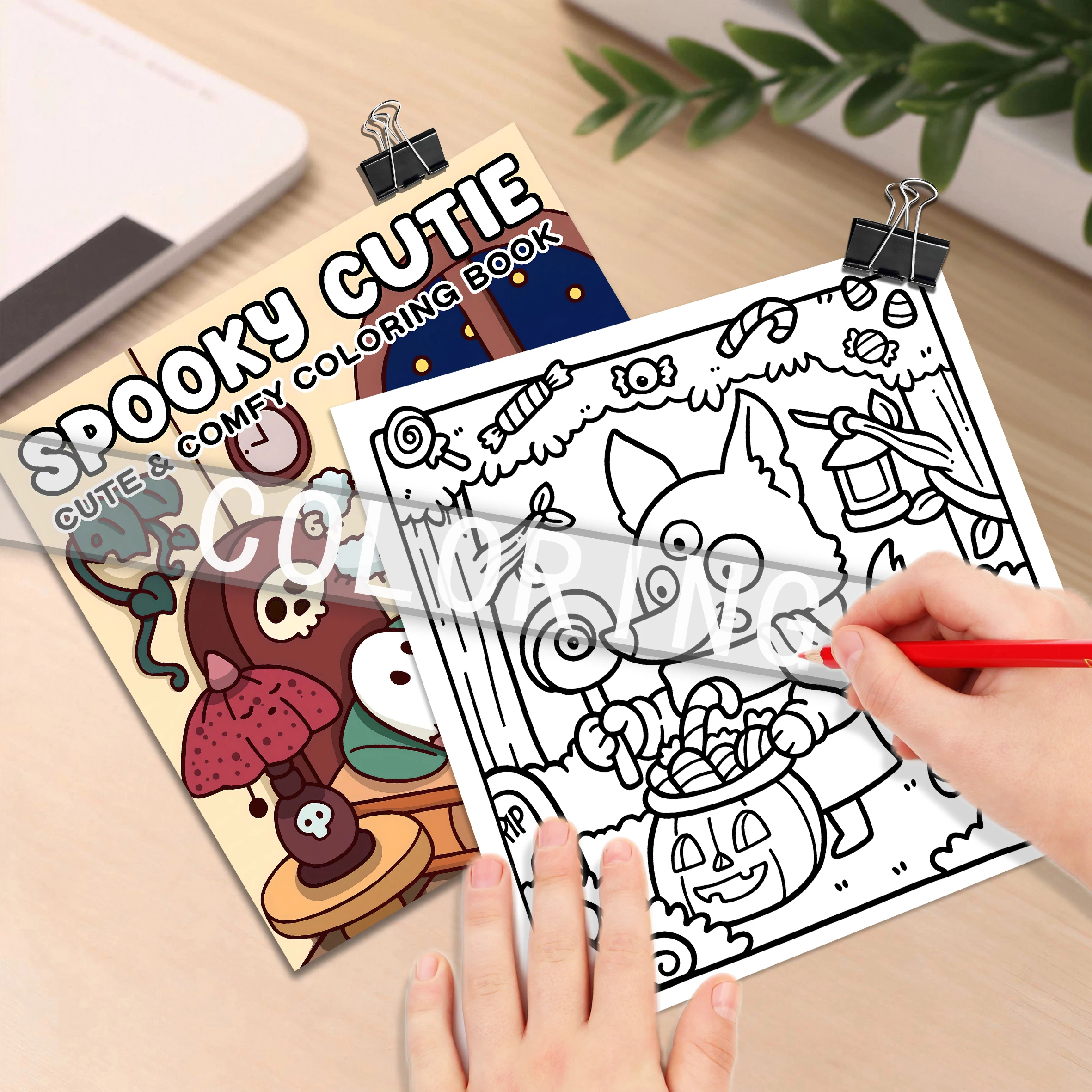 Charming Coloring Book: Explore the Delightful Life of Cute Little Spirits in Their Cozy Rooms 5