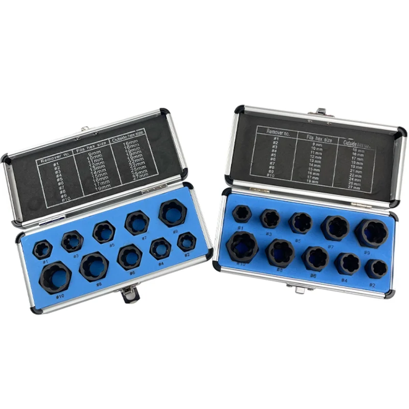 

11Pcs Damaged Lug Nut and Lock Remover Twist Socket Set Screw Extractor Tools