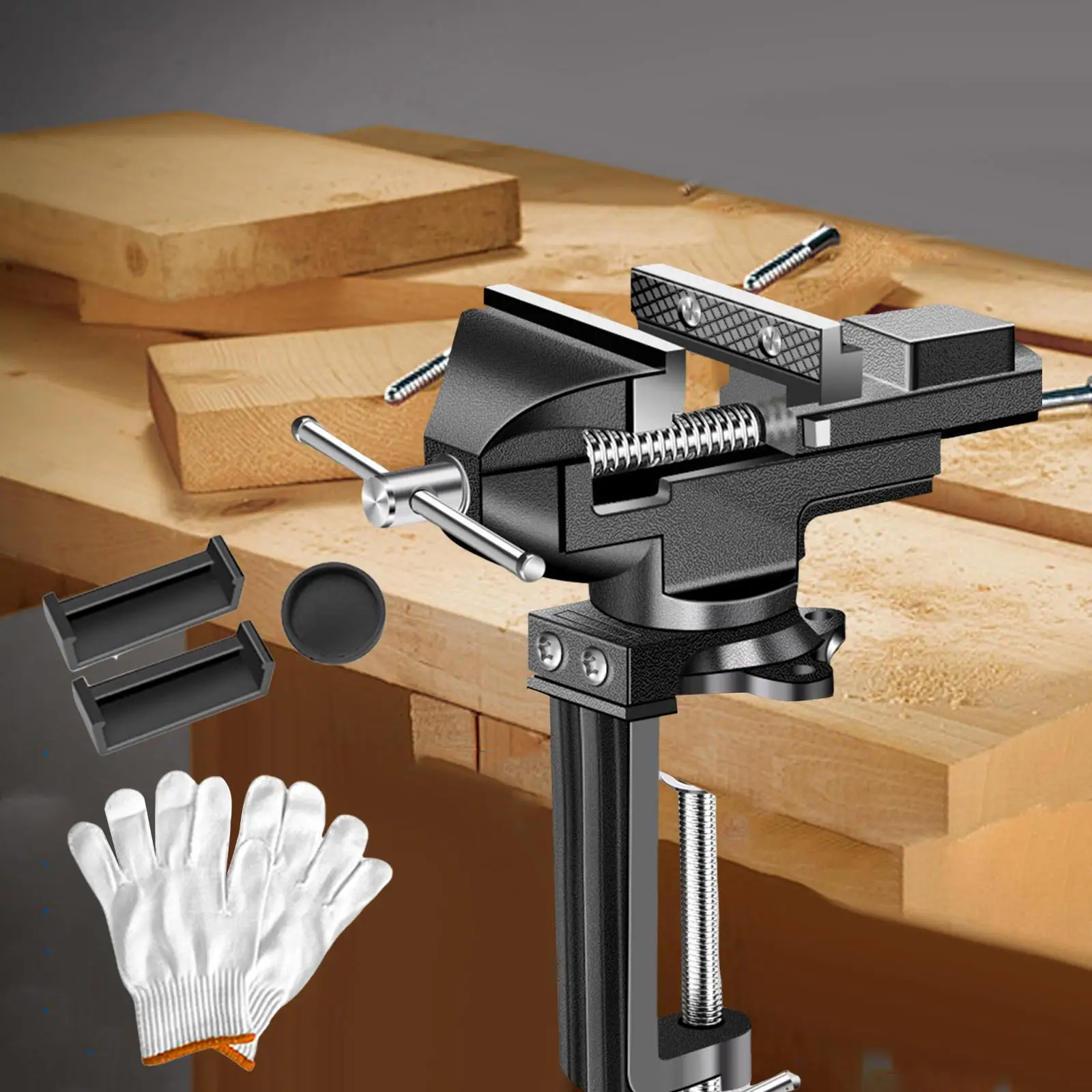 Table Vise Bench Vise 360 Degree Rotating Hand Tools Mini Universal Clamp on Vise Tabletop Clamp for Model Craft_voghion.com