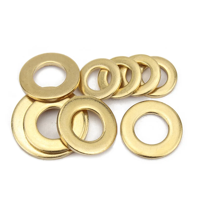 10/50pcs M2 M2.5 M3 M4 M5 M6 M8 M10 M12 GB97 DIN125 Solid Brass Copper Flat Washer Plain Gasket Pad High Quality