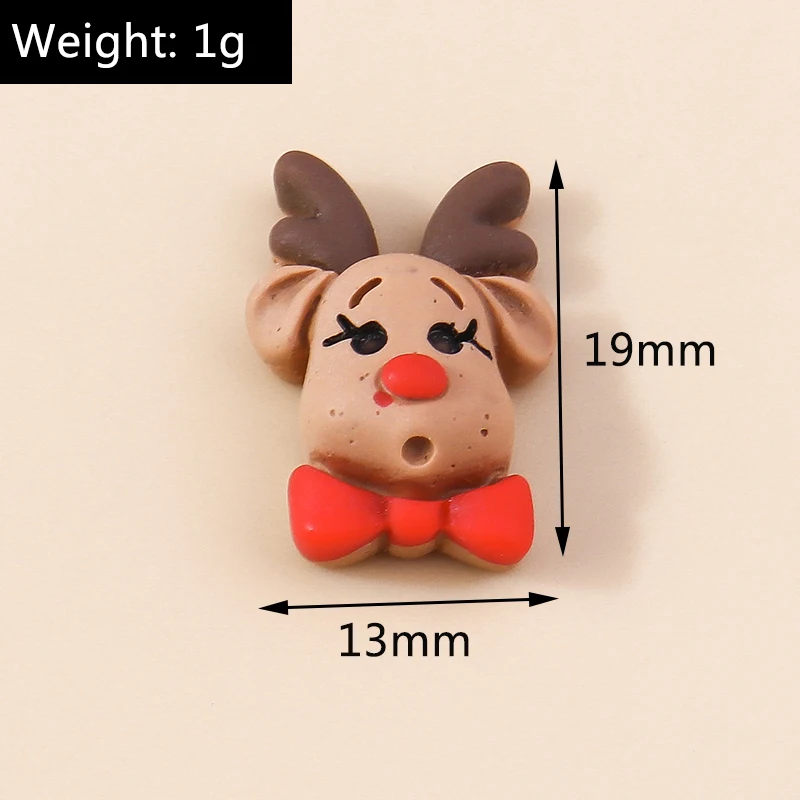 Leslie 10 Stück Harz-Cabochons mit Weihnachtsmotiven: Hirsch, Glocke, Lebkuchenmann, Schneemann, Weihnachtsmann-Anhänger für DIY-Schmuckherstellung und Basteln – Detail 24