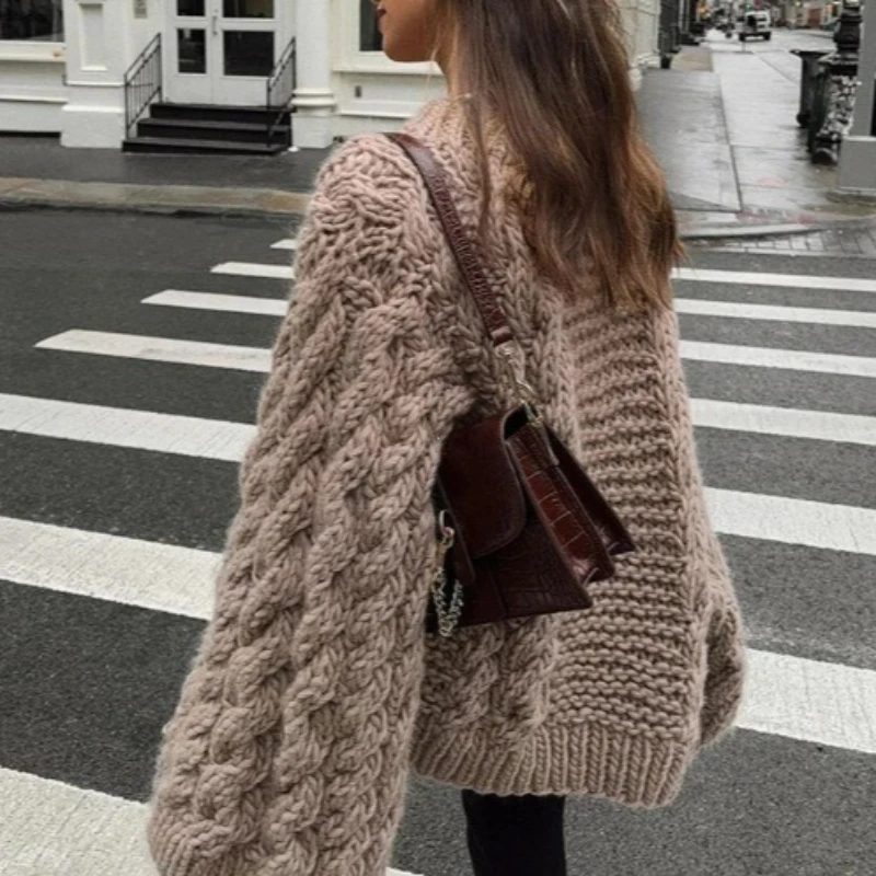 Winter Clothes Women Women's Turtleneck Long Sleeve Pink Sweater Prairie Chic Solid Vintage Sweater Oversize Pullover