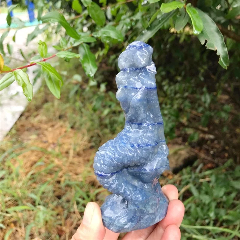 

1PC Natural Blue Aventurine Carving Mermaid Crafts Home Furnishings Fengshui Decoration Christmas