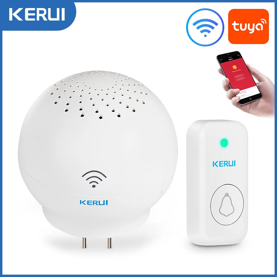 KERUI Tuya Smart Doorbell & WiFi Alarm System 52 Ring Tones Door Bell Smart Life APP Control 100 Meter Wireless Range Home Alarm