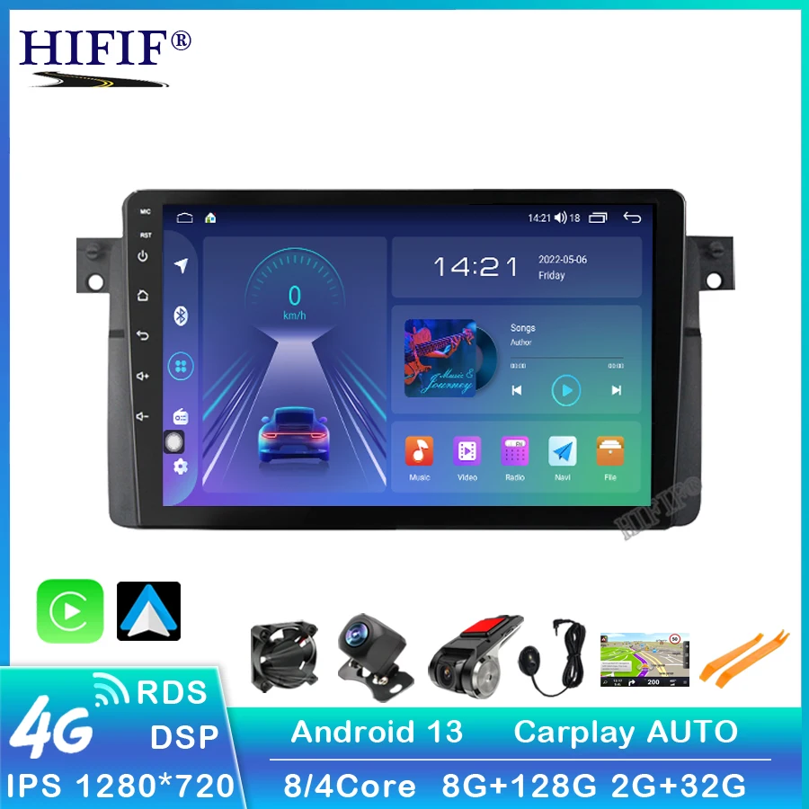 

CARPLAY Android 13 Auto Car Stereo for BMW E46 M3 318/320/325/330/335 Car GPS Navigation Radio Multimedia NO DIN BT WIFI