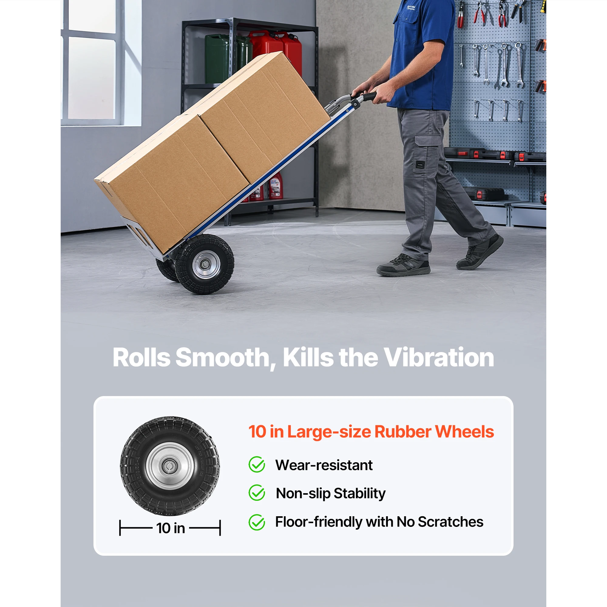 Aluminum Hand Truck Dolly with Non Slip Wheels for Heavy Duty Moving