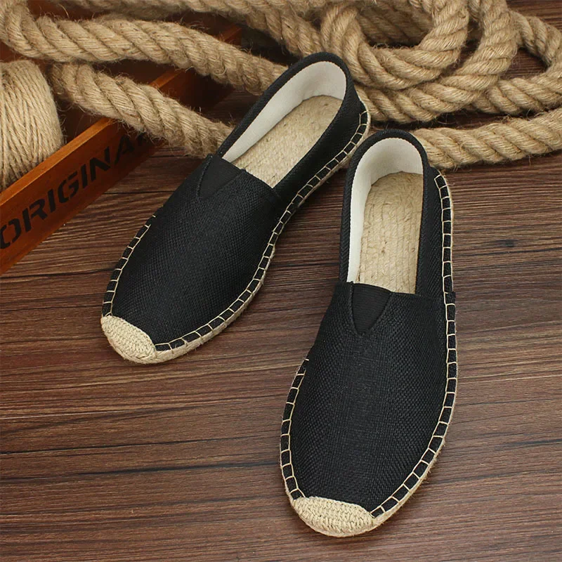 Autumn Men Canvas Shoes Breathable Men's Casual Shoes Slip-On Hemp Shoes Graffiti Espadrilles Women Footwear Flats