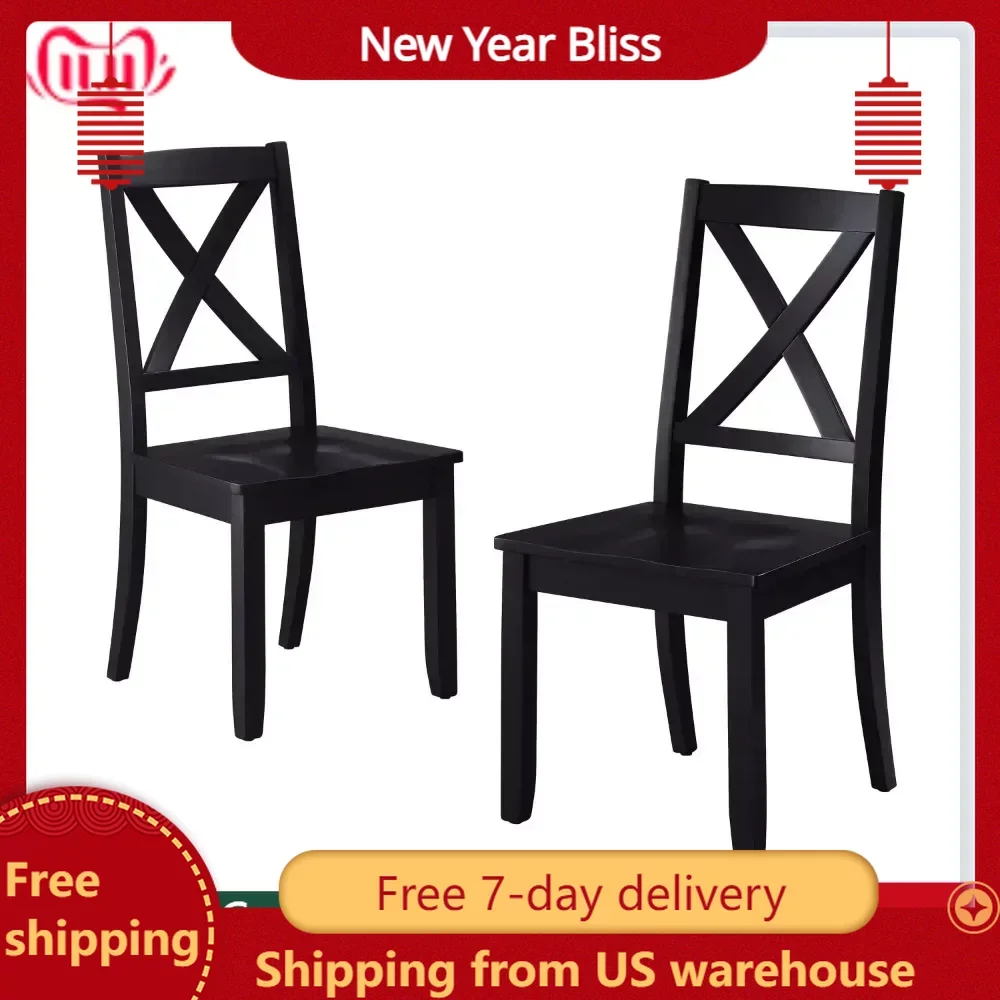

Wooden Chair Maddox Crossing Dining Chairs Nordic Stool Black Set of 2 Living Room Chair Home Furniture Chairs for Kitchen Table