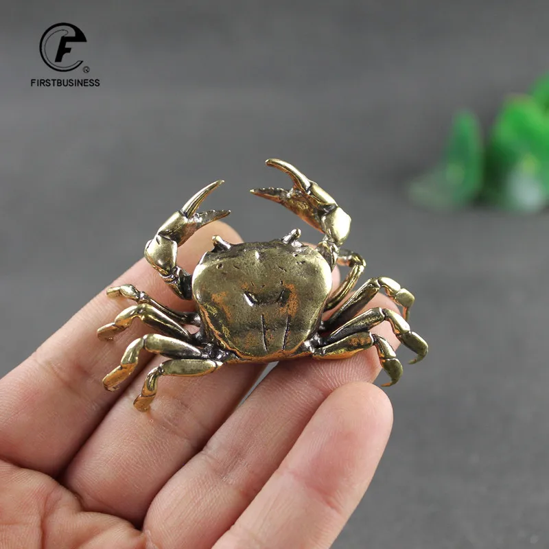 60G Brass Crab Small Statue Ornament Copper Handmade Antique
