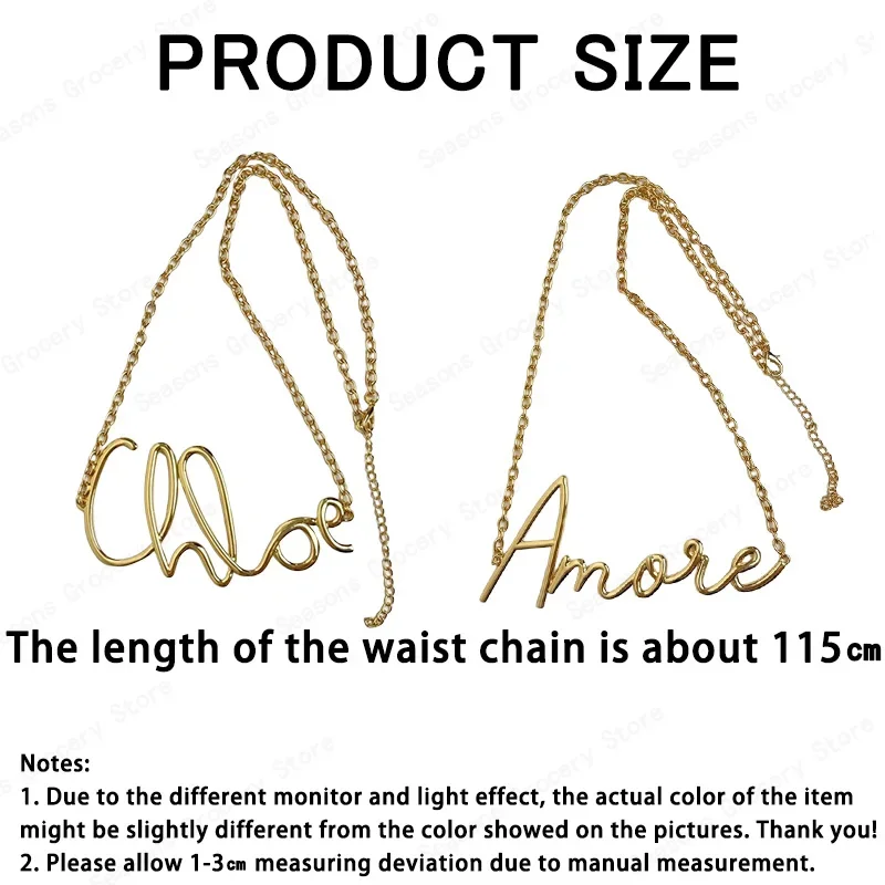 Adjustable Gold Waist Chain Jewelry Vintage Minimalist Metal Belt for Women Dresses Pants A U Letter Design 115cm