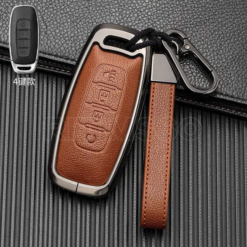 Zinc Alloy+leather Car Remote Key Fob Case Cover for Nissan Qashqai Altima Ariya 2022 Original Remote Control Key Shell