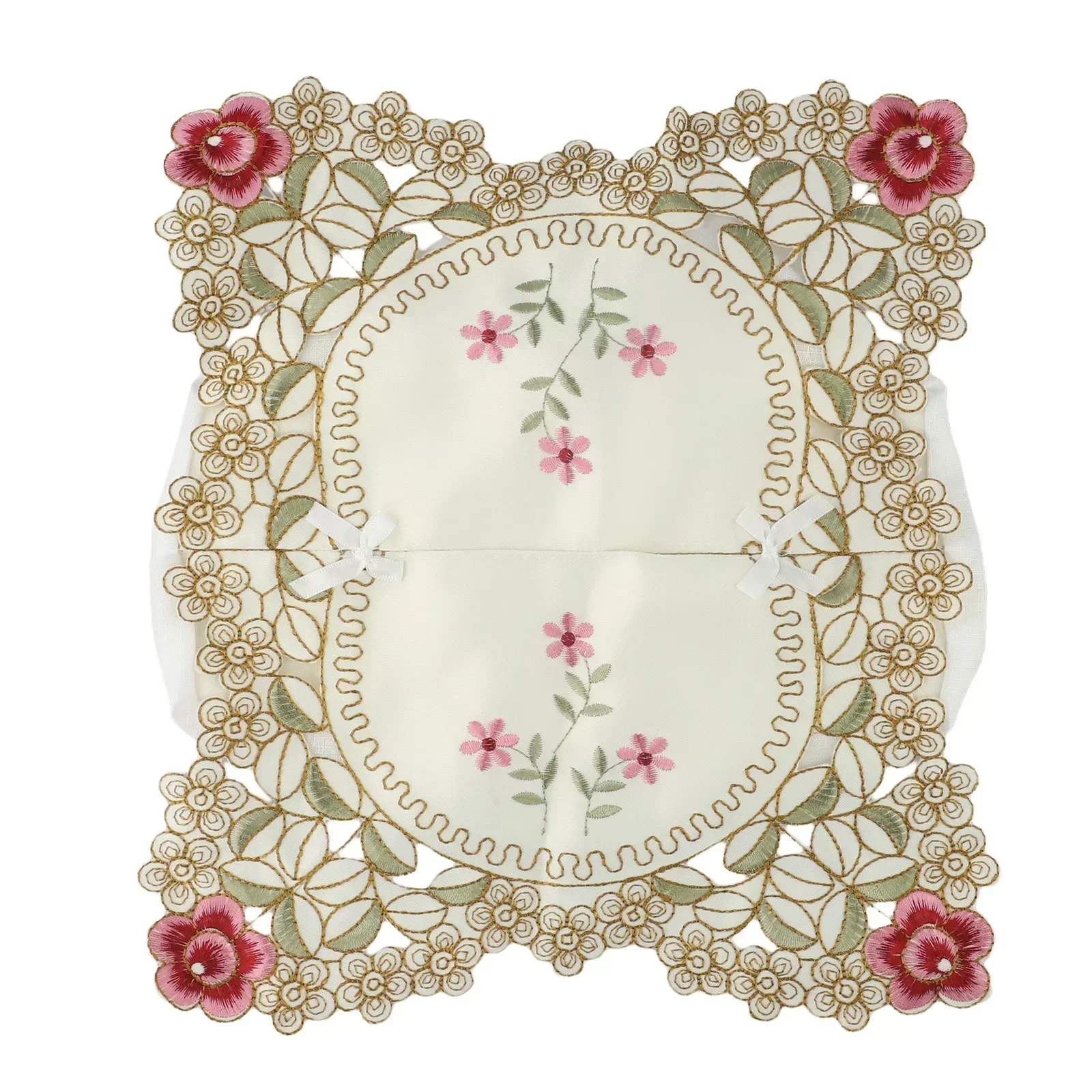 Exquisite Vintage Lace Fabric Tissue Box Cover European Style Embroidery Pastoral Style Embroidery Fabric Tissues Box Cover 2