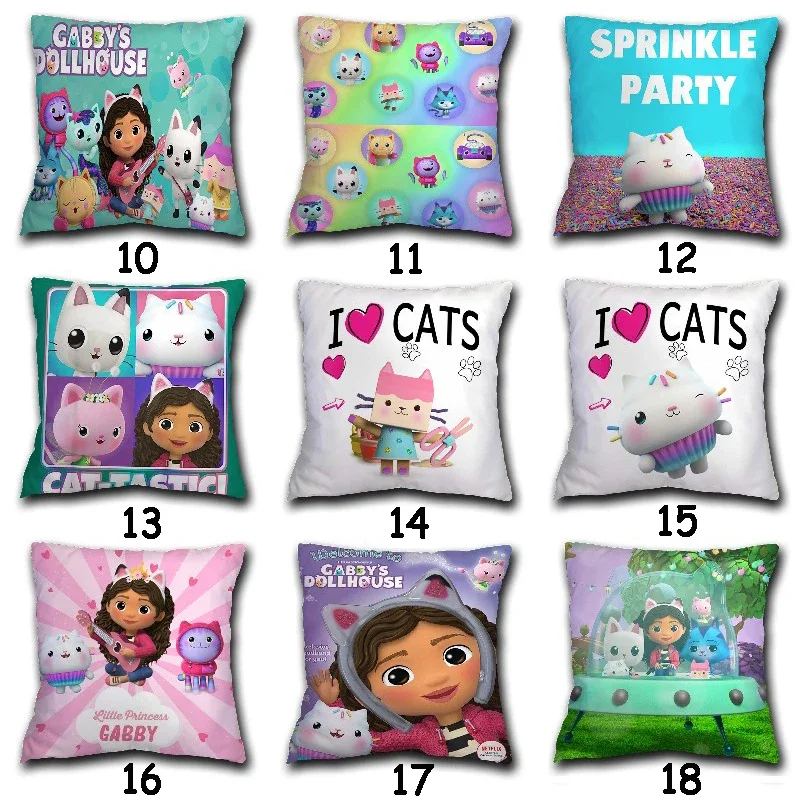 Kids Stylish Gabbys Dollhouse Gabby Cats Pillow Case Cushion Cover 45x45cm Pillow Cover Decorative Pillows Pillowcase for Home