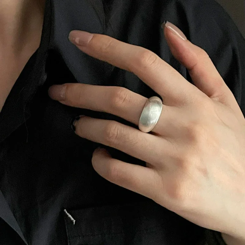 925 Sterling Silver Oval Ring Women Adjustable Open Vintage Ring Party Birthday Gift
