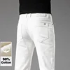 2024 Summer New Men's Casual Jeans White 98% Cotton Classic Style Stretch Straight Loose Fashionable Denim Trousers Blue Male