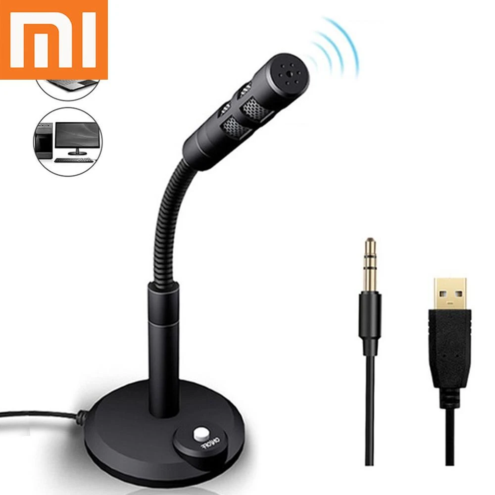 mics Xiaomi USB Desktop Microphone Mini Notebook Computer 3.5mm Microphone Studio Speech Mic Stand Holder For Pc condenser microphone