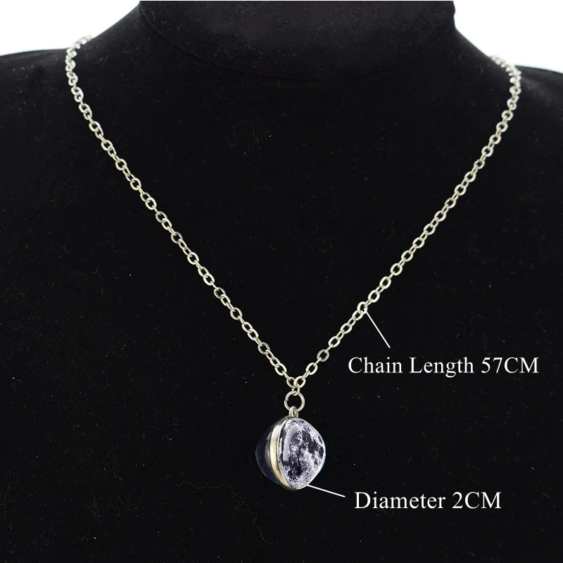 Collana con ciondolo a forma di galassia con ciondolo a forma di pianeta in vetro, con doppio cristallo, per donne a catena lunga, B, Taglia unica