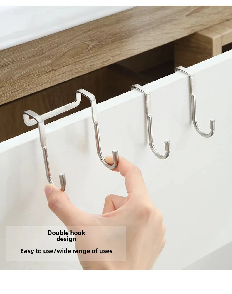 Description Picture 6 of itemstainless steel s-shaped Hook Behind the Kitchen Dormitory Door Clothes Hook Without Punching Hook Coat Hook Cabinet Door Hoo...