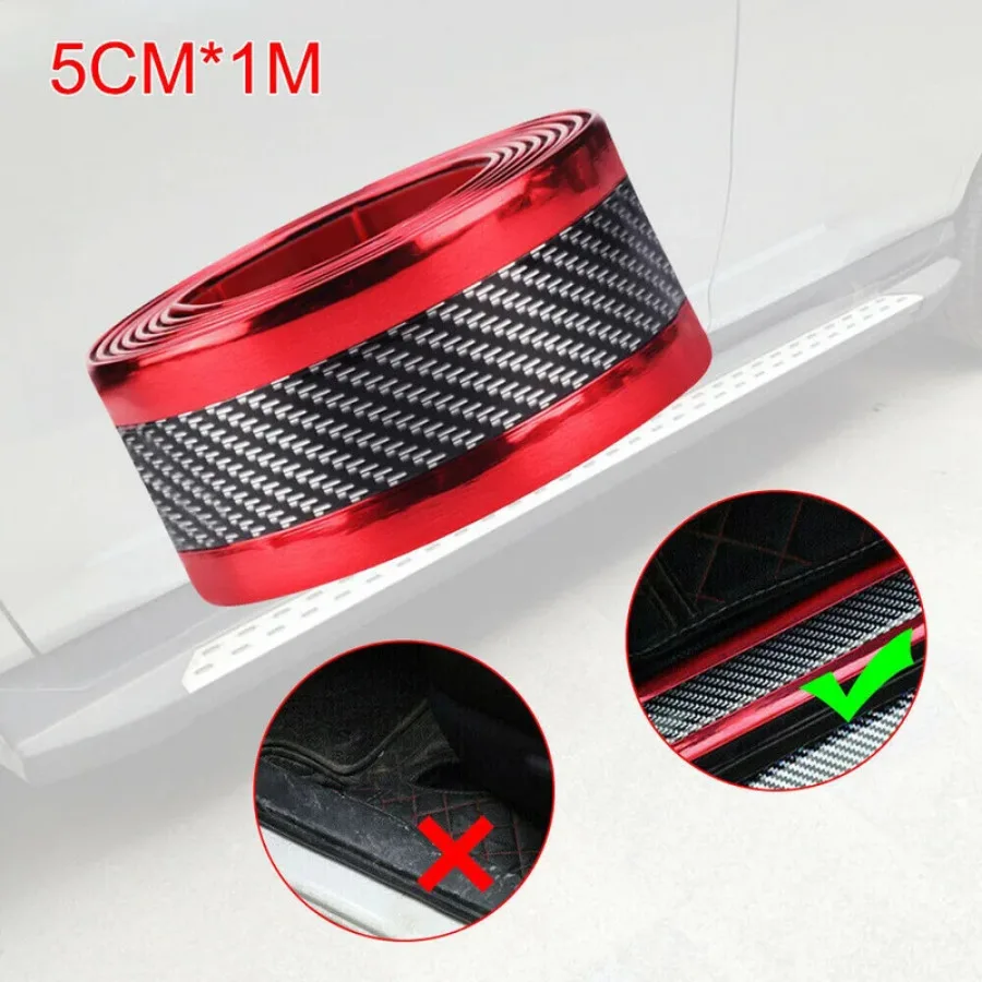 1pc Car Door Anticollision Protect Sticker Car Threshold Decorative Strip Bumper Trunk Guard Plate Sticker Auto Accessories