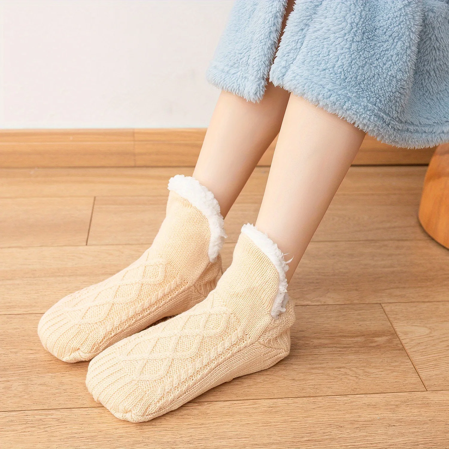 2026 Thermische Herren-Slipper-Socken Winter Warme Kurze Baumwoll-Verdickte Haus-Schlafsocken Weiche Rutschfeste Flauschige Bodensocken für Männer – Detail 8