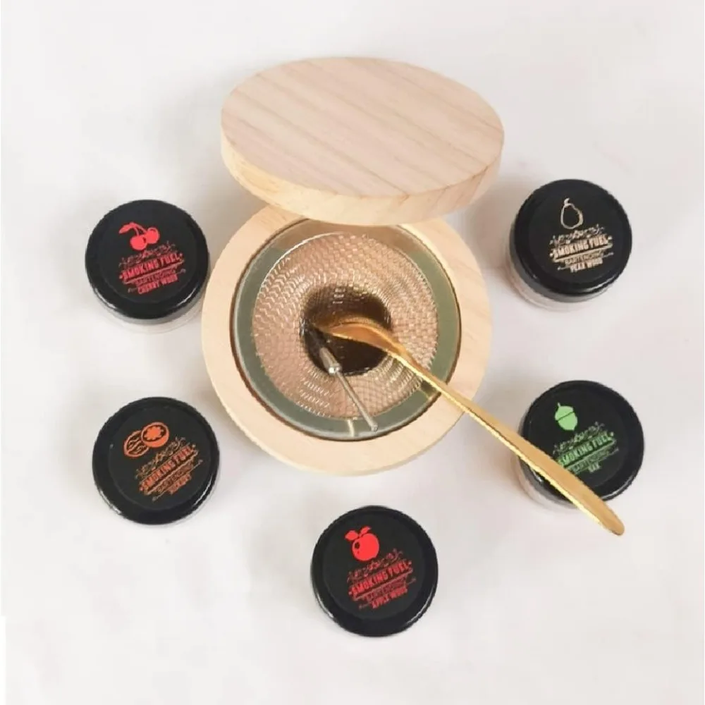 Bar Cocktail Smoker Kit Whiskey Wooden Smoked Wood Hood Smoker For Drinks Kitchen Bar Accessories Tools Strainer