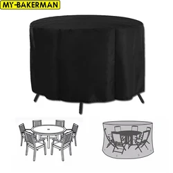 Waterproof Round Outdoor Furniture Cover - Durable Oxford Fabric Protection from Rain, Snow, and Dust - 185x110cm (Black)