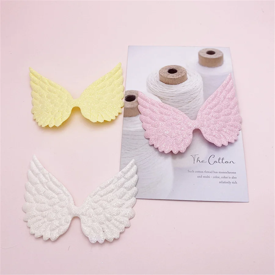 30Pcs/Lot Candy Color Shiny Angel Wing Padded Applique For DIY Clothes Hat Cosplay Decoration Patches Hair Clip Accessories