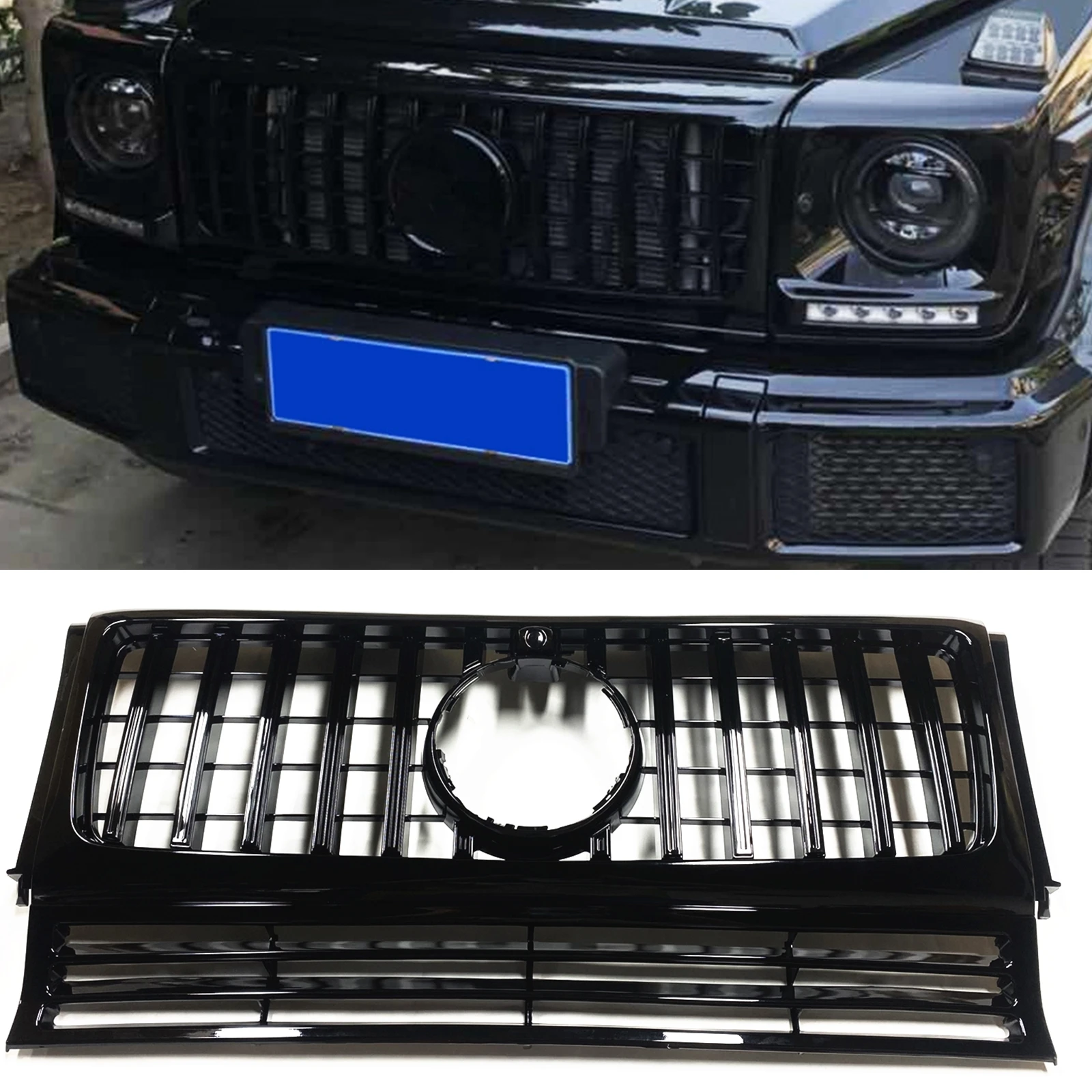 

Front Grille For Mercedes Benz G Class W463 1990-2018 G500 G550 G55 G63 AMG GT Style Black/Silver Upper Bumper Hood Mesh Grill