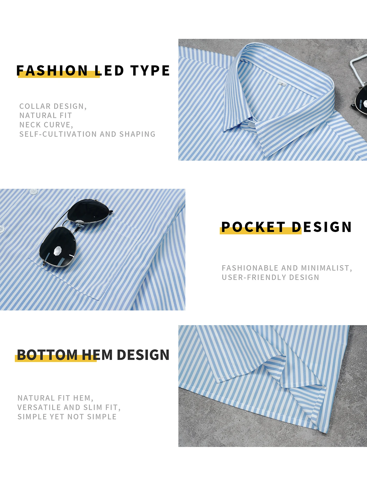 Men's striped comfortable short sleeved shirt, suitable for spring and autumn wear, suitable for festivals and daily outings