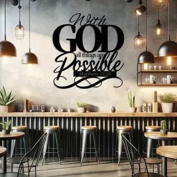 Matthew 19:26 'With God All Things Are Possible' Metal Wall Art