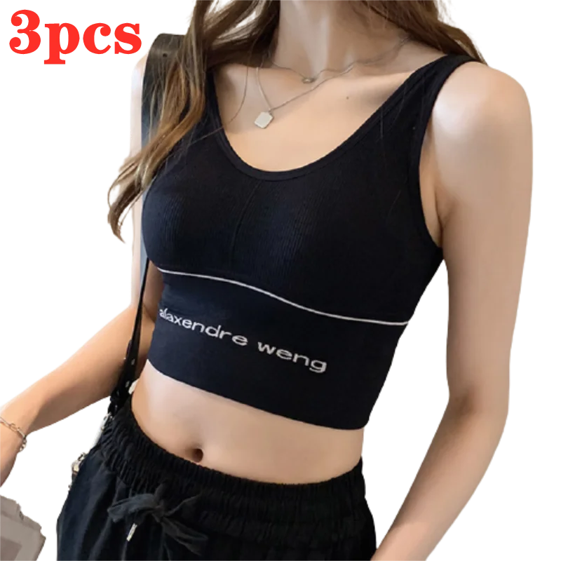 

3PCS Women Sexy Crop Tops Tube Top Female Streetwear Sleeveless Camis Seamless Sports bra bralette top easy comfort bras Bandeau