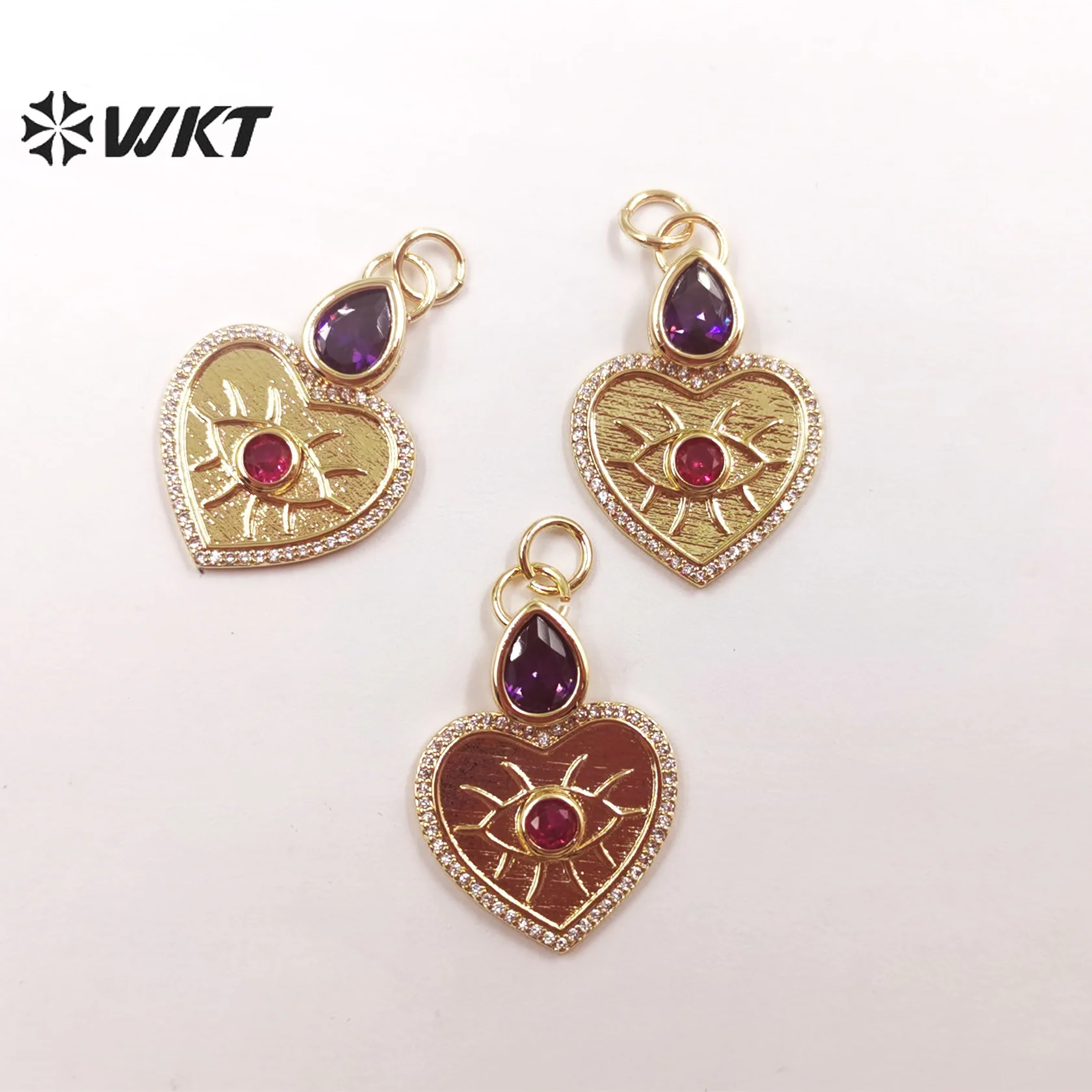 

WT-MP253 WKT новейшая мода Micropave кубический циркон Красочные Подвески в форме сердца для глаз женские элегантные подвески в форме сердца от СГЛАЗА CZ ACC