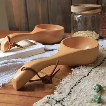 1Pcs Wooden Water Scoop Creative Ladle for Home Kitchen Gardening Bathing Rice Serving Multi Functional Lightweight Easy Clean 1