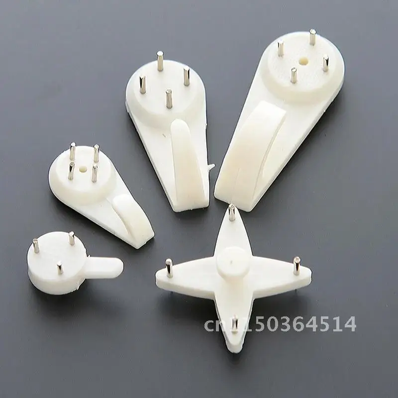 Description Picture 4 of item10pcs Seamless White Plastic Invisible Wall Mount Photo Picture Frame Nail Hook Hanger Hard Picture Frame Wall Hooks Nail