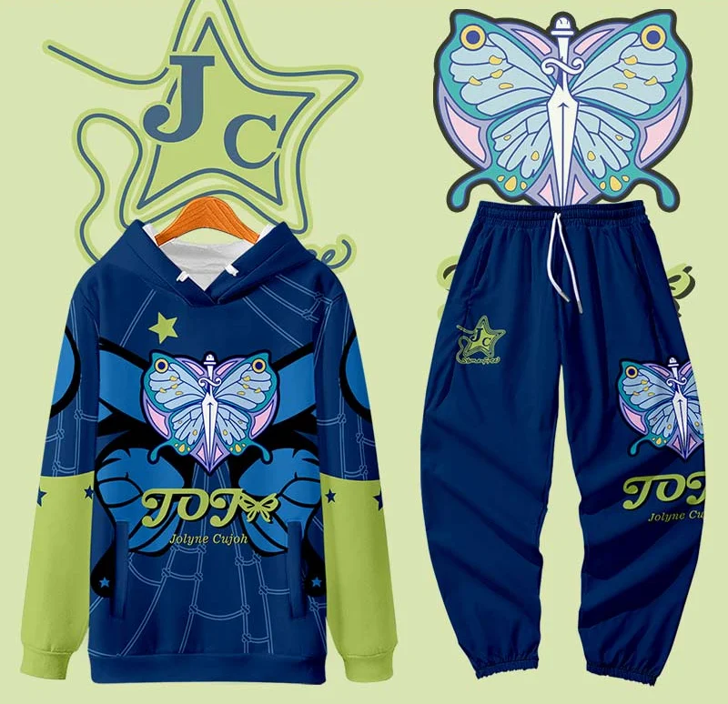 

JoJo's Bizarre Adventure Jolyne Cujoh Hoodie Cosplay 3D Pullover And Pant Cool Sets for Women And Men Streetwear Clothes Kid Top