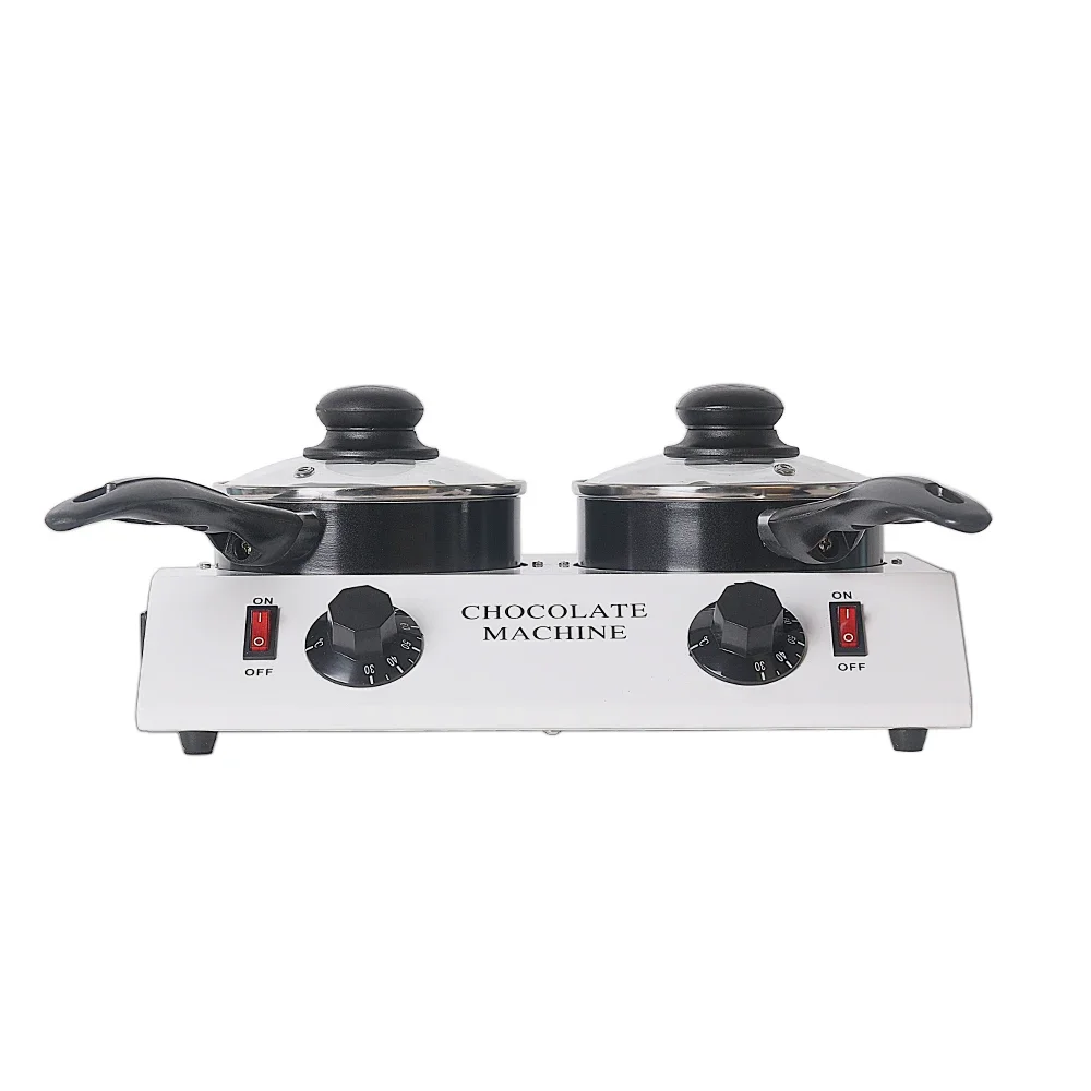 GZKITCHEN Electric Chocolate Melting Machine Double Pots Ceramic Non-Stick Pot +1 silicon spatula gift