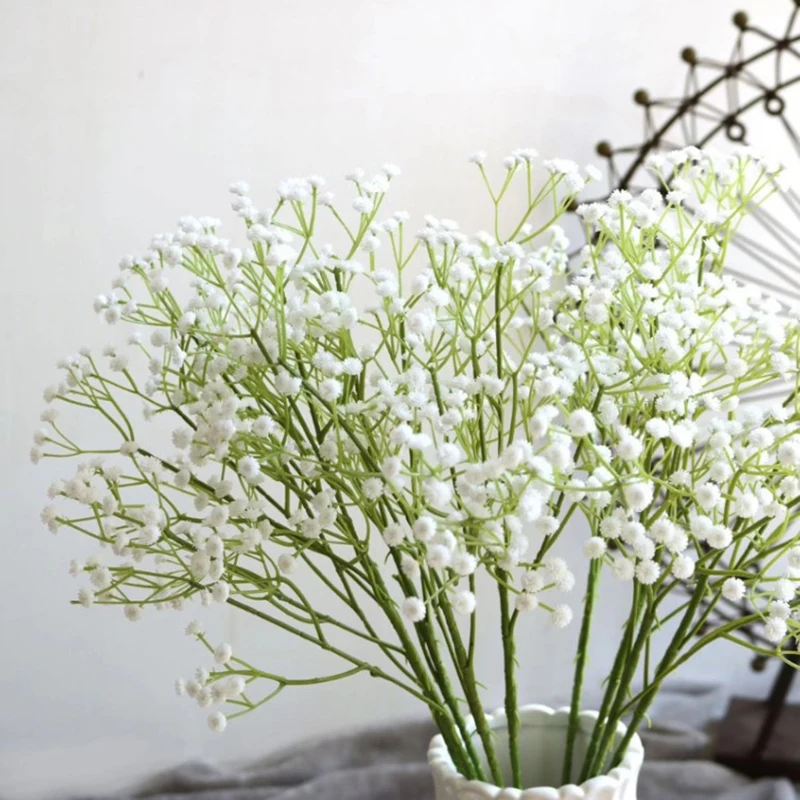 10Pcs 30 Bunches White Babys Breath Flowers Artificial White Fake