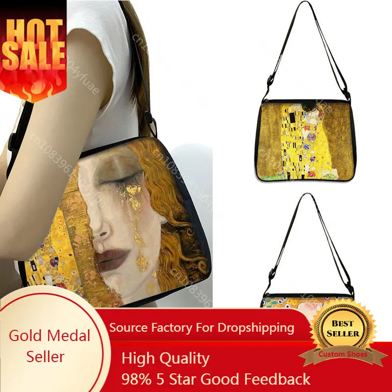 

Oil Painting Tears / Kiss By Gustav Klimt Shoulder Bag Women Fashion Handbag Ladise Canvas Crossbody Bag