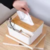Table Wooden Cover Tissue Box Tissue Paper Remote Control Storage Box Towel Case Desktop  Organizer 4