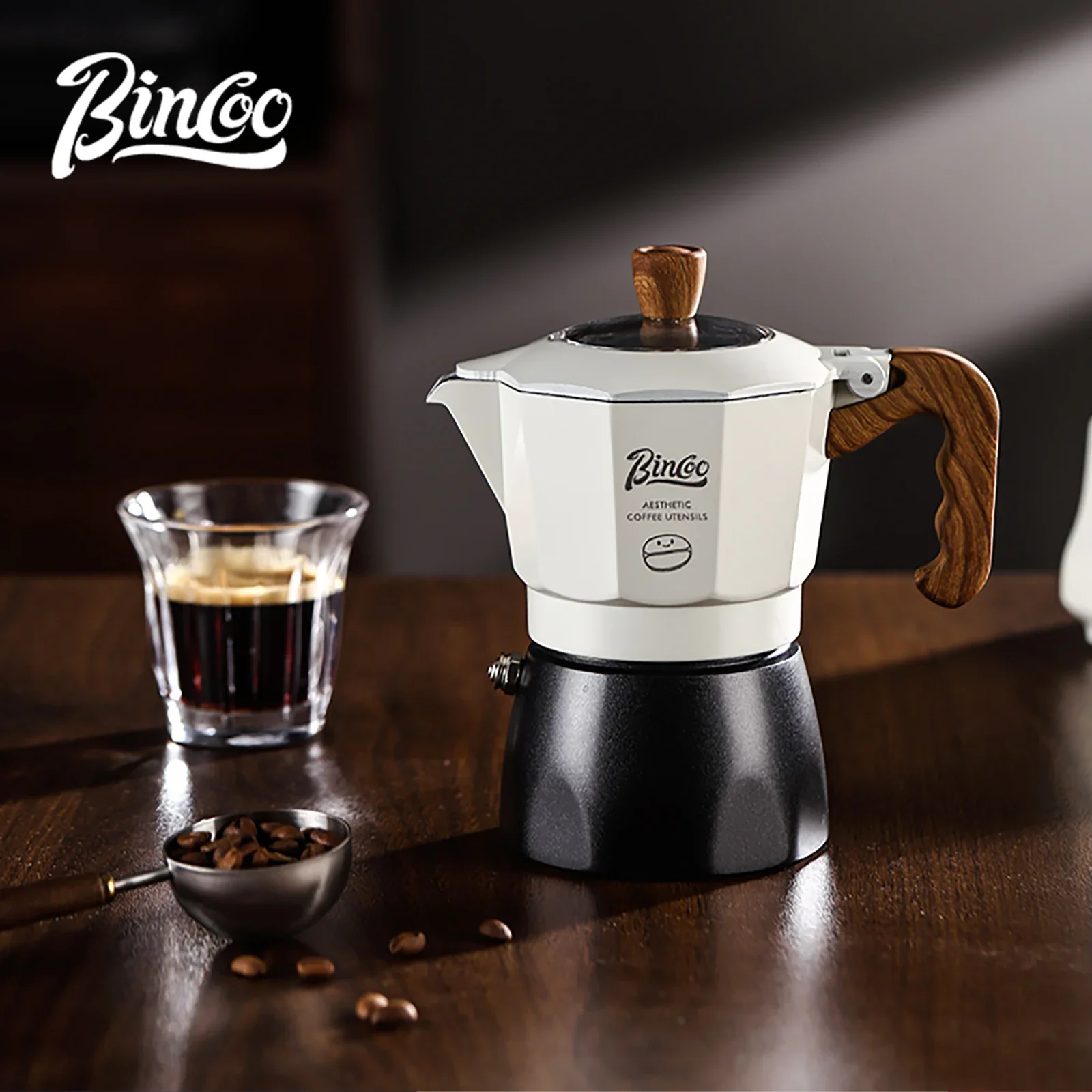طقم وعاء وسخان Bincoo Moka، ضغط صمام مزدوج، صانع ا...