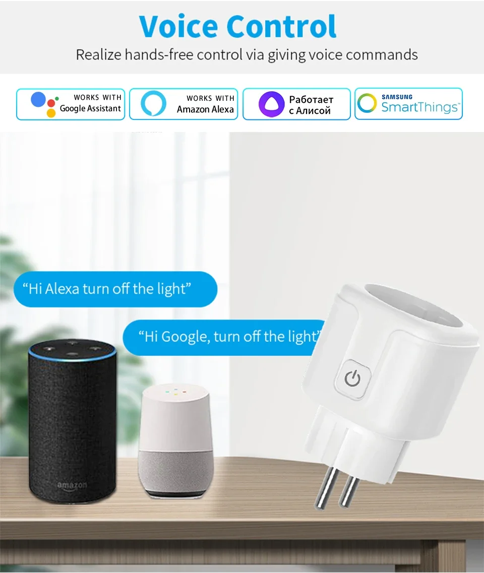 Description Picture 3 of itemTuya Smart Socket EU16A Wifi Smart Plug With Power Monitoring Timing Function Alexa Google Home Alice Voice Control Outlet