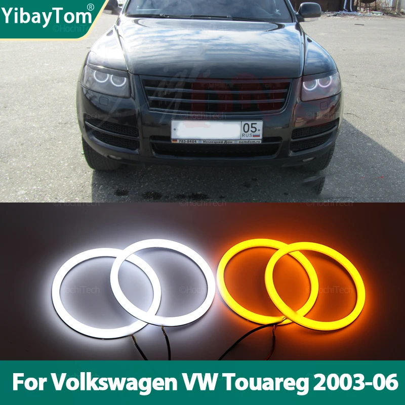 

Cotton Switchback Turn signal Light Halo Ring DRL LED Angel Eyes Kit For Volkswagen VW Touareg 2003-2006 Bright SMD White Yellow