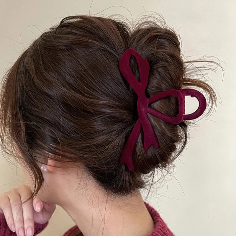 ヘアアクセサリー FETICO VELVET LONG BOW HAIR CLIP brown Brown Hair Bow Velvet Bow Hair Clip | Brown Hair Clip