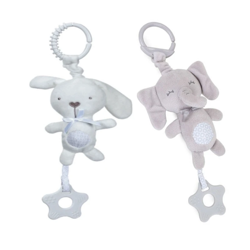 

Cartoon Animal Shake Bell Pendant Plush Elephant Rabbit Cute Rattle Windchime for Newborn Baby Grab Ability Training