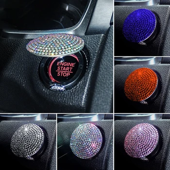 Accensione auto Onekey Start Stop Pulsante Interruttore Coperchio protettivo Decorazione automatica Interni Accessori motore con strass