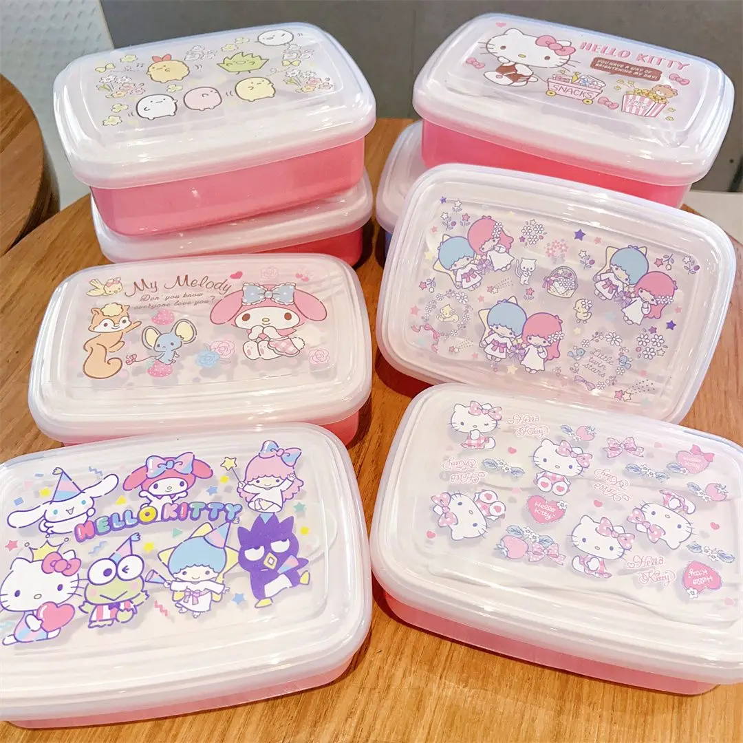

Sanrio милый мультяшный телефон, милый портативный герметичный двухслойный Ланч-бокс, контейнер для хранения фруктов