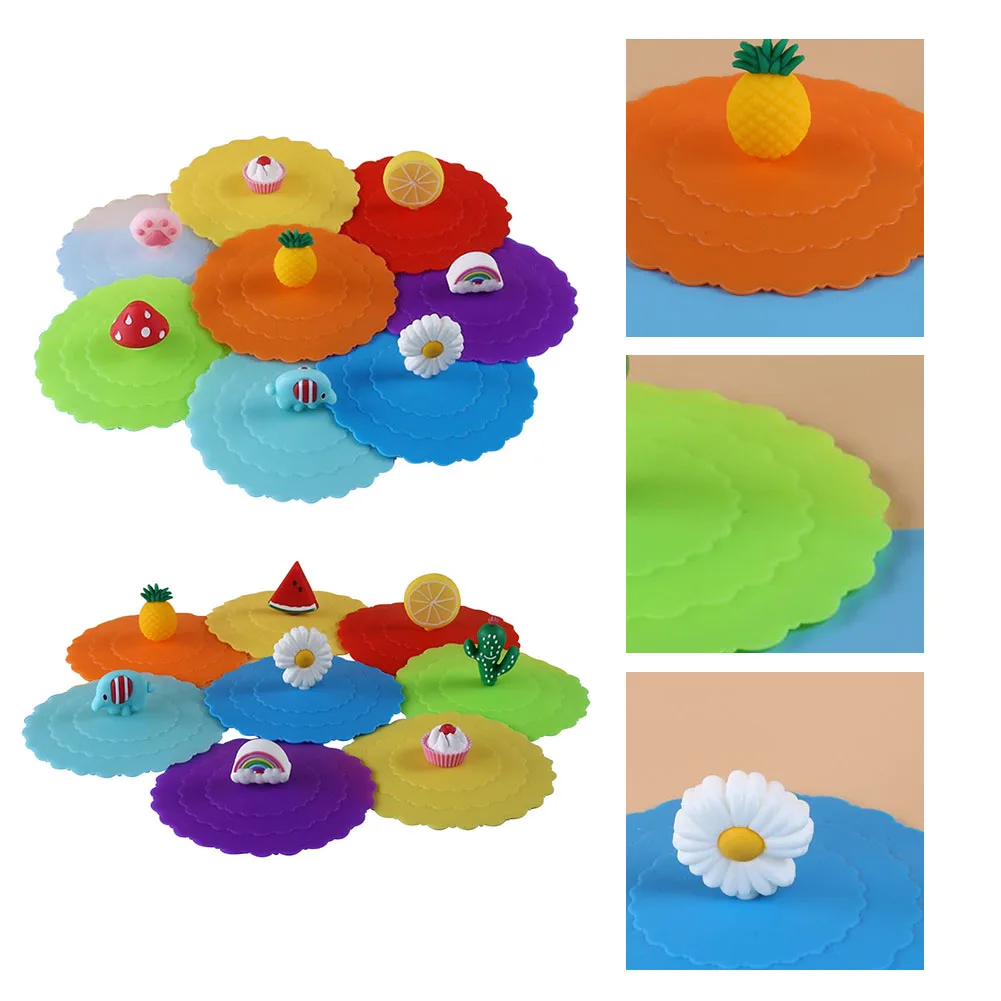 Silicone Sealed Lids Heat-resistant Sealed Coffee Cover Cartoon Food-grade Cute Funny Peculiar for Outdoor Camping Travelling