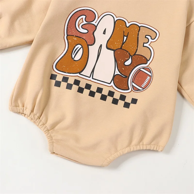 Description Picture 6 of itemBaby Sweatshirt Romper Long Sleeve Round Neck Letter Print Bodysuit Infant Warm Clothes