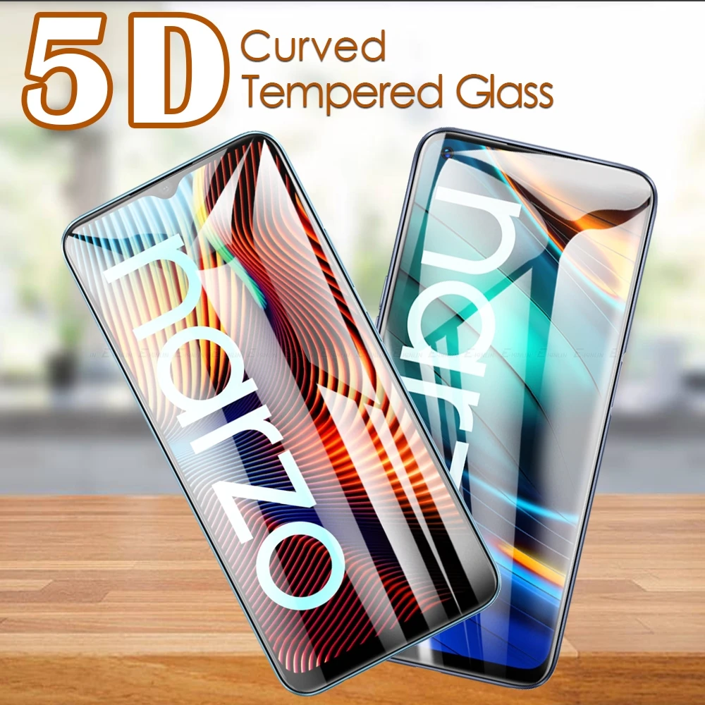 

5D Curved Toughened Film Full Cover Tempered Glass Screen Protector For Realme Narzo 50i 50A Prime 50 30A 30 20A 20 Pro 10A 10