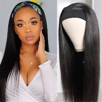 Parrucca per capelli Parrucche per capelli umani diritte per capelli umani Parrucche per capelli umani peruviani completamente realizzate a macchina per donne nere Facile da andare al 180%